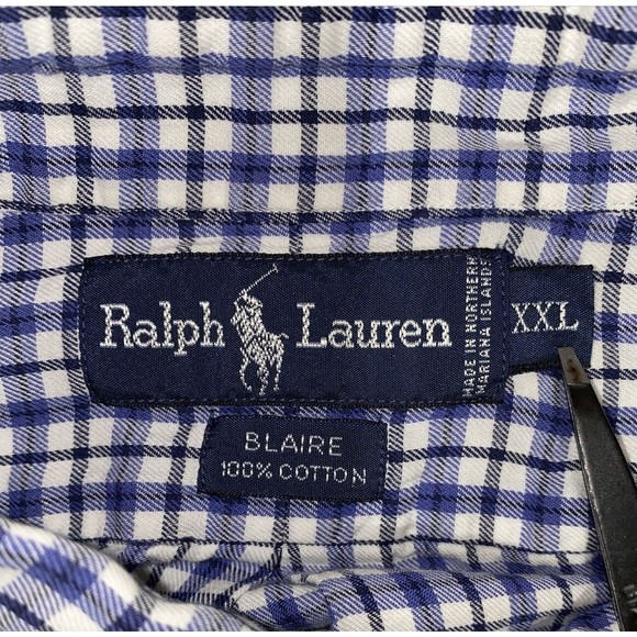 Ralph Lauren Blaire Men's XXL Checkered Long Sleeve Button Up Shirt Collared 2XL - Picture 8 of 10